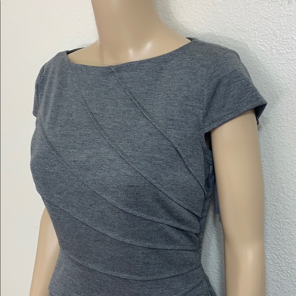 London Times Gray Cap Sleeve Dress - Picture 8 of 9
